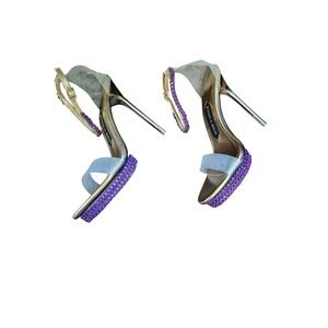 Jessica Rich Purple Platform Heels Size 41 Ankle Strap Clear Party Shoes